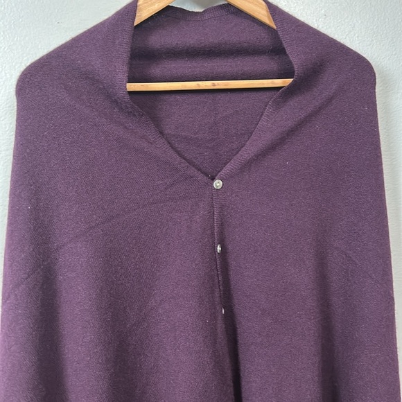 100% cashmere purple sweater shawl button up one size - Picture 5 of 9